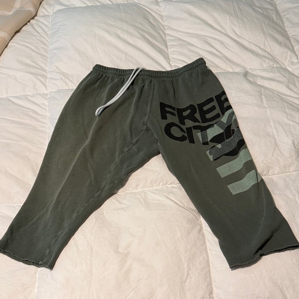 Free City Green Cut Off Shorts